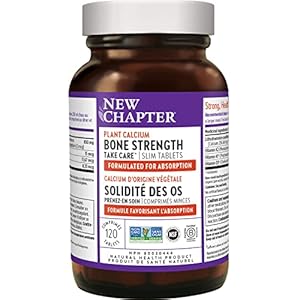 New Chapter Calcium Supplement – Bone Strength Organic Plant Calcium with Vitamin K2 + D3 + Magnesium, Vegetarian, Gluten Free – 120 count (40 day supply)