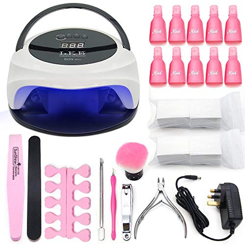 72W UV Nail Lamp Starter Kit Gel Nail Kits with UV LED Lamp Dual Mode 10 PCS Tools Salon Set
