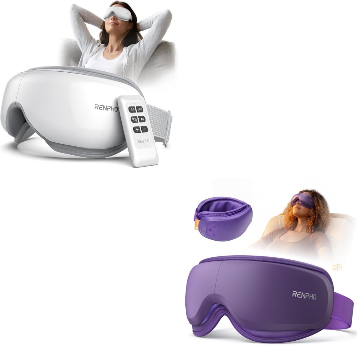 RENPHO Headspace Eye Massager with Heat Sleep Mask with Compression Head Massager for Migraine Relief Stye Eye