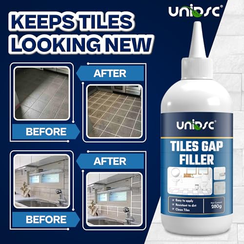 Image of UNIDSC Tiles Gap Filler 560g with Applicator | Tile Grout Repair Paste for Floor & Wall | Waterproof, Crack Resistant & Long Lasting | For Bathroom, Kitchen & Tile Joints