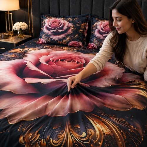 Image of 7D Digital Printed Double Bedsheet Set with Bedsheet Tucker (Free)