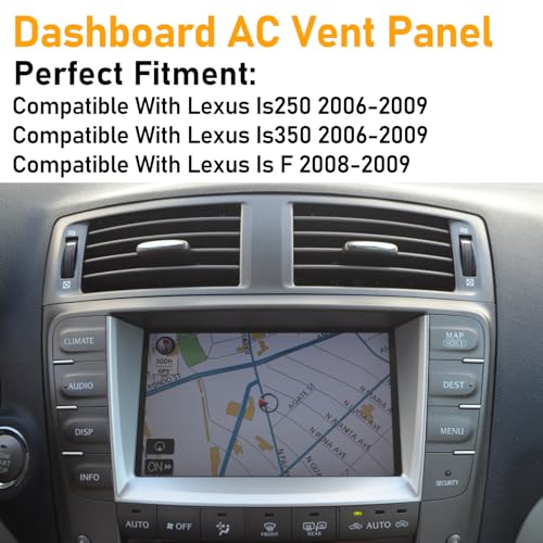 APESER Painel de painel de ventilação central compatível com Lexus IS250 IS350 IS F 2006-2008, tomada de ar condicionado de painel com rodas manuais, substitui para 55670-53010 5567053010 (preto), 1