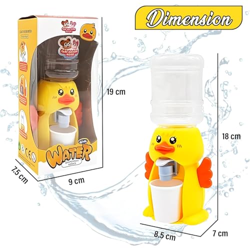 Image of Duck Shaped Mini Water Dispenser for Kids with Cup|Cute Cartoon Animal Drinking Water Machine Toy |Portable Tabletop Water Cooler Toy for Boys & Girls|Fun Learning Toy for Boys & Girls (18 cm)