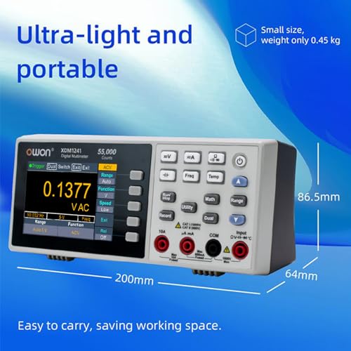 Image of OWON XDM1241 Bench-Type Digital Multimeter with Rechargeable Batteries True RMS High Accuracy Universal Desktop Multimeters