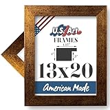 US Art 13x20 Brushed Copper Brass Finish Flat 1.25 Inch, MDF Wood Composite, Picture Poster Frame
