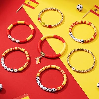 Soccer Bracelets for Women Men,Match Day Team Pride Accessories for 2026 Soccer Tournaments, Game Day Flag Color Wristband