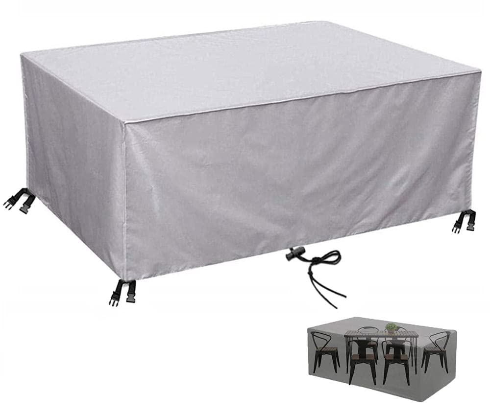 Housse salon de jardin rotin 160x100x75 cm bâche protection 420D argentee