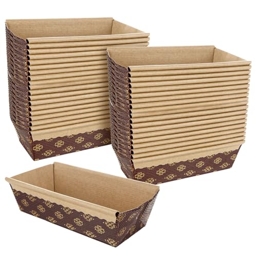 YAYODS 50 Pcs Paper Loaf Pans for Baking 6 x 2.5 x 2 Inch Paper Disposable Loaf Pans Rectangular Baking Pans for Quick Bread Oven Safe