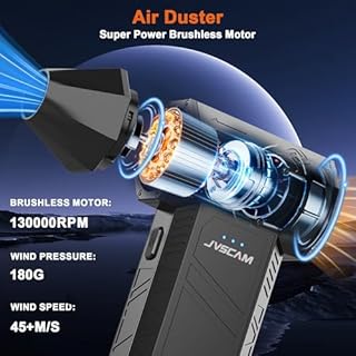 JVSCAM X3 Compressed Air Duster - Electric Air Duster with Brushless Motor,3 Gear Adjustable - mini Snow Blower- Rechargeable Air Duster for PC, Keyboard, Car,Outdoors,Home,Snow and Leaves Clearing