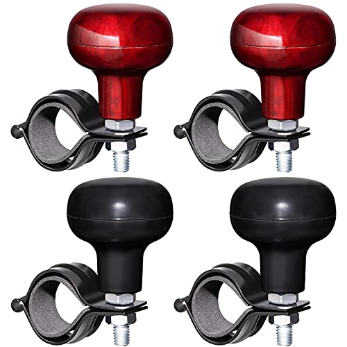 Frienda 4 Pieces Steering Wheel Spinner Knob Universal Steering Wheel Knob Easy Turn Steering Ball Power Handle Spinner for Vehicles Car Truck Van Forklift Mower Tractor, Black and Brown