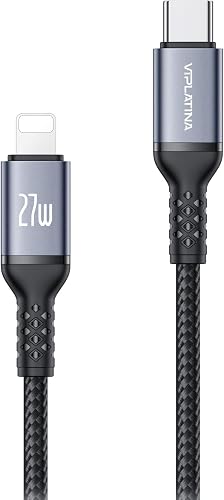 VIPLATINA BC18P USB-C to Lightning Fast Charging Cable compatible with iPhone, 27W PD, Braided, Zinc Alloy, 1M