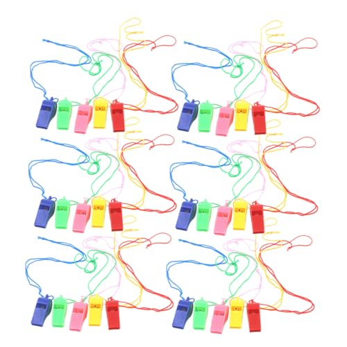 Toyvian 100pièces Sifflet Plastique Avec Cordon Sifflet Pour Jeux Et Entraînement Polyvalent Et Coloré Pour Garçon Fille Et Activités
