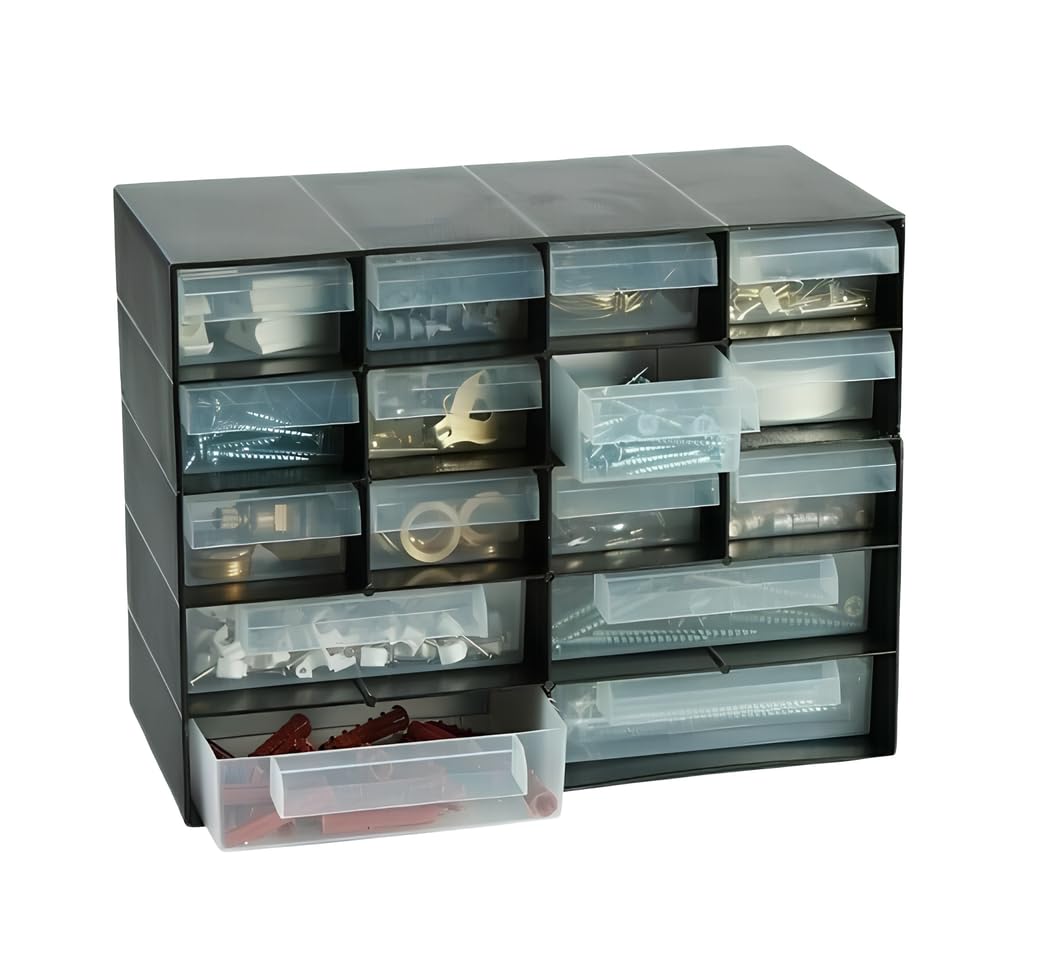 Optimal Products Multi Drawer Storage Cabinet For Home Garage or Shed Plastic Kitchen Tool Organiser Office Rack (16 DRAWER) โ image 1