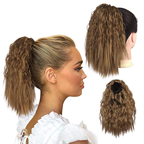Curly Drawstring Ponytail Extension for Black Women, Sidaila 10 Inch Short Corn Wavy Ponytail Clip in pony tails hair extensions for African American Women (27/30)