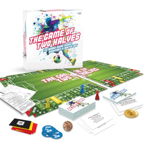 Game of Two Halves - Football Board Game with all the excitement of a real match including actions cards red & yellow cards goals injuries offsides & penalties! Football gifts football game.