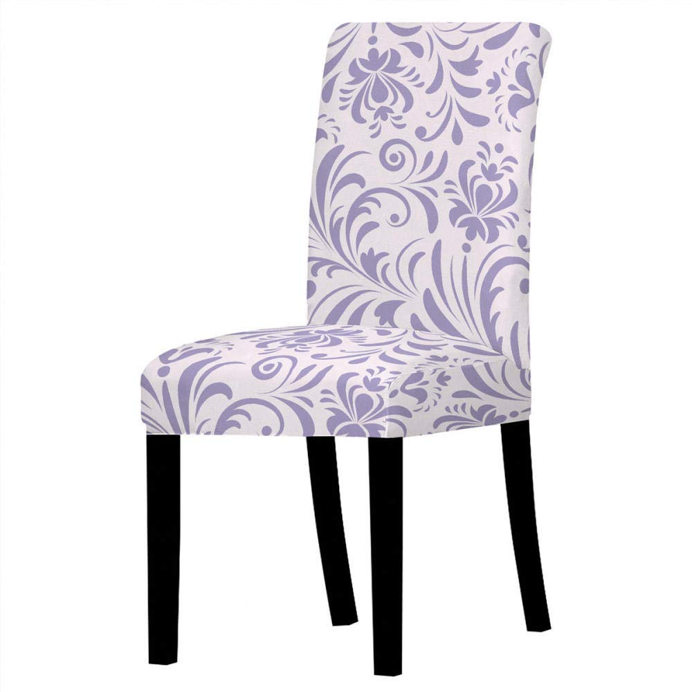 ZQMHCY Chair Covers Lilac Pink Print Dining Chair Covers Spandex Dining Room Chair Covers Stretch Removable Washable Seat Covers with Elastic Band Modern Chair Covers for Dining Chairs 2 Pcs