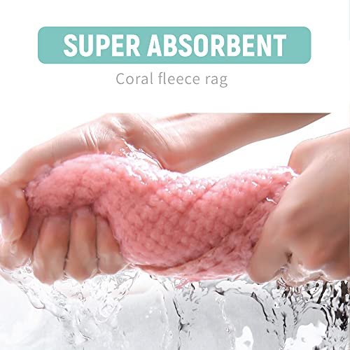 Lcsmaokin 12 Pack Reusable Kitchen Cloth, Kitchen Towels Dish Towels, 6 X 10 Inches, Multipurpose Super Absorbent Coral Velvet Wash Cloths For Furniture,Kitchen,Bathroom, Car (12 Pcs) #TOP4