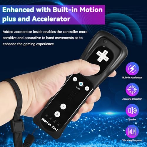 TechKen Premium 2Pack Wii Replacement Controllers with Built-in Motion Plus & Broad Compatibility, Wii Remotes 2 Pack with Nunchucks, Wrist Straps and Silicon Cases for Wii and Wii U — 사진 3