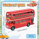 CLKDPNO Bus Toy Double Decker, Alloy Diecast Pull Back Bus Toy Vehicles, 1:64 Scale Pull-Back Buses, Metal Cars Model,Car Model City Buses Kids Gifts - Closed Top - Image 2