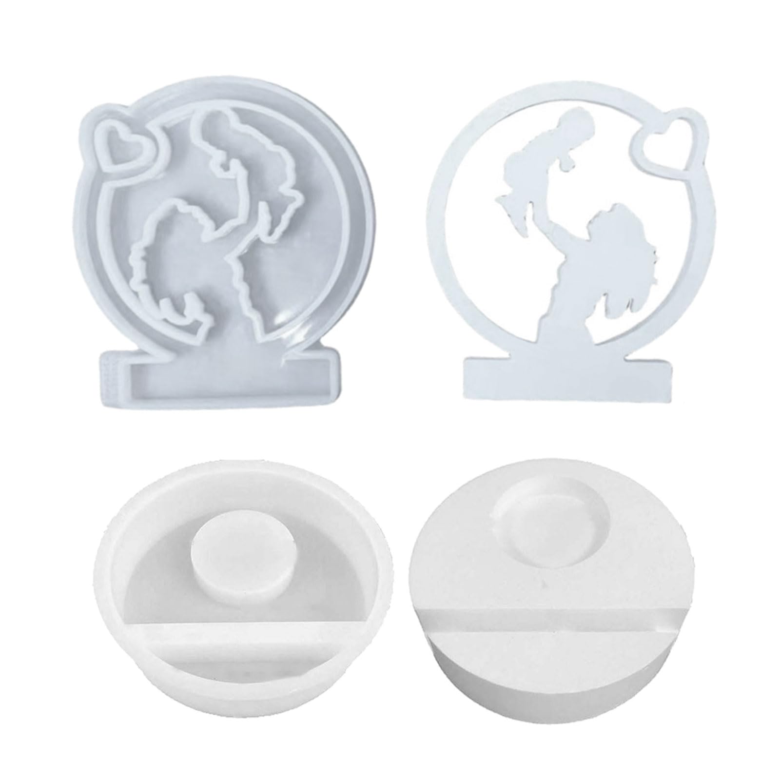 NEWFT Day Theme Resin Molds with Base, Mother Day Holder Molds for Craft Mother Gift Home Decorations Making