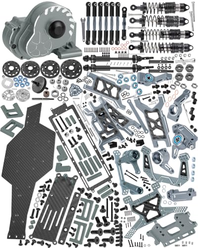 hopsupRC Upgrades Parts for 1/10 Slash 2WD LCG,Carbon Skid Plate&Aluminum RC Shocks&Drive Shaft CVD&A Arms&Steering Block&272R Gearbox&Adjustable Links&Shock Tower&Front Bulkhead,Titanium