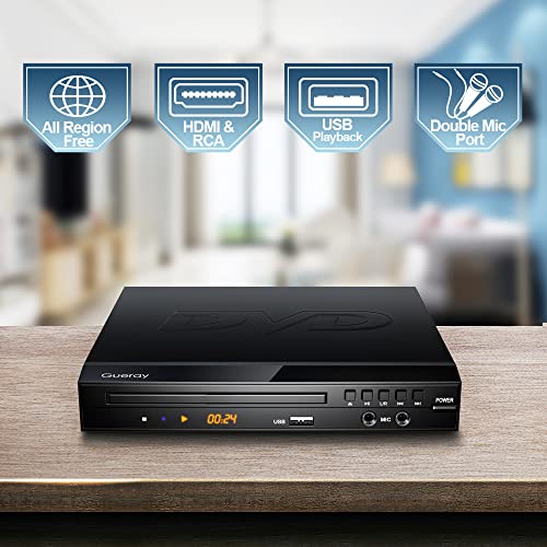 Gueray DVD Player Region Free DVD Player for TV, Upgraded CD DVD Disc