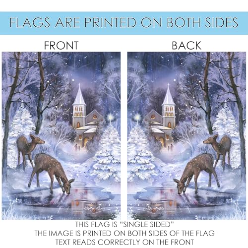 Toland Home Garden 119722 Frozen Fawns Winter Flag 12x18 Inch Double Sided Winter Garden Flag for Outdoor House Flag Yard Decoration
