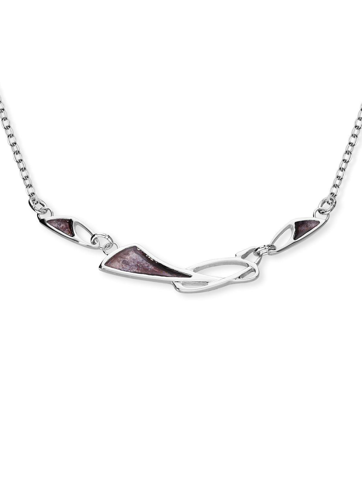 ORTAK 925 Sterling Silver Handmade Necklet, Classic Art Nouveau Inspired In Mulberry Colourways, High Polished, Scottish Fine Jewellery, Made in Scotland