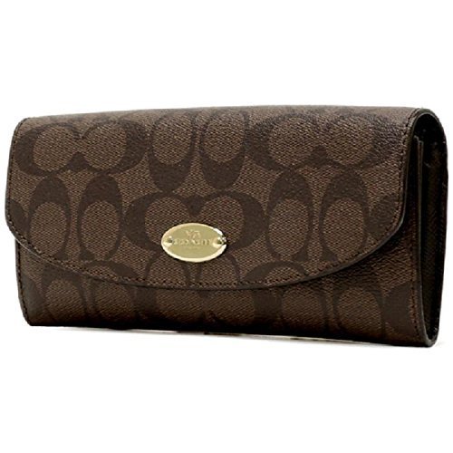 COACH SIGNATURE POP SLIM ENVELOPE WALLET BROWN BLACK F52601 IMAA8