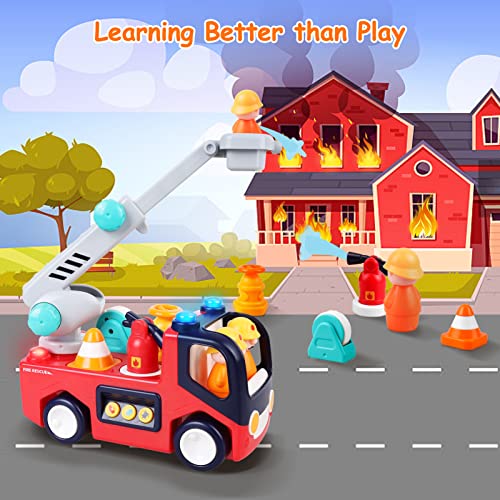 Npet 1 Year Old Boy Gifts 12-18 Months Musical Toys Fire Truck Baby Infant Toddler Toys Early Education Learning Toy With Fireman/Tools/Light, Birthday Gift Toys For 1 2 3 Year Old Baby Boy Girl #TOP2