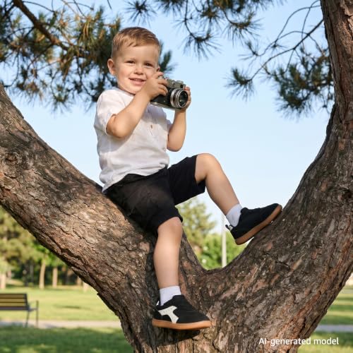 WIDE TOE BOX Toddler Sneakers Barefoot Comfortable Walking Shoes for Boys Girls Non-Slip Fashion Sporty Daily Shoe Black White Size 8 — view 2