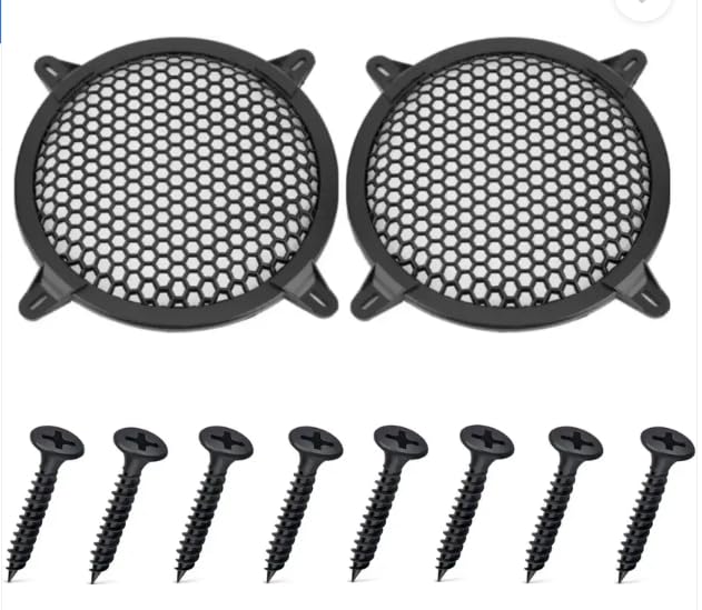 6-inch Car Speaker Grill with Decorative Design, Black, 2-Pack with Mounting Screws-image-46