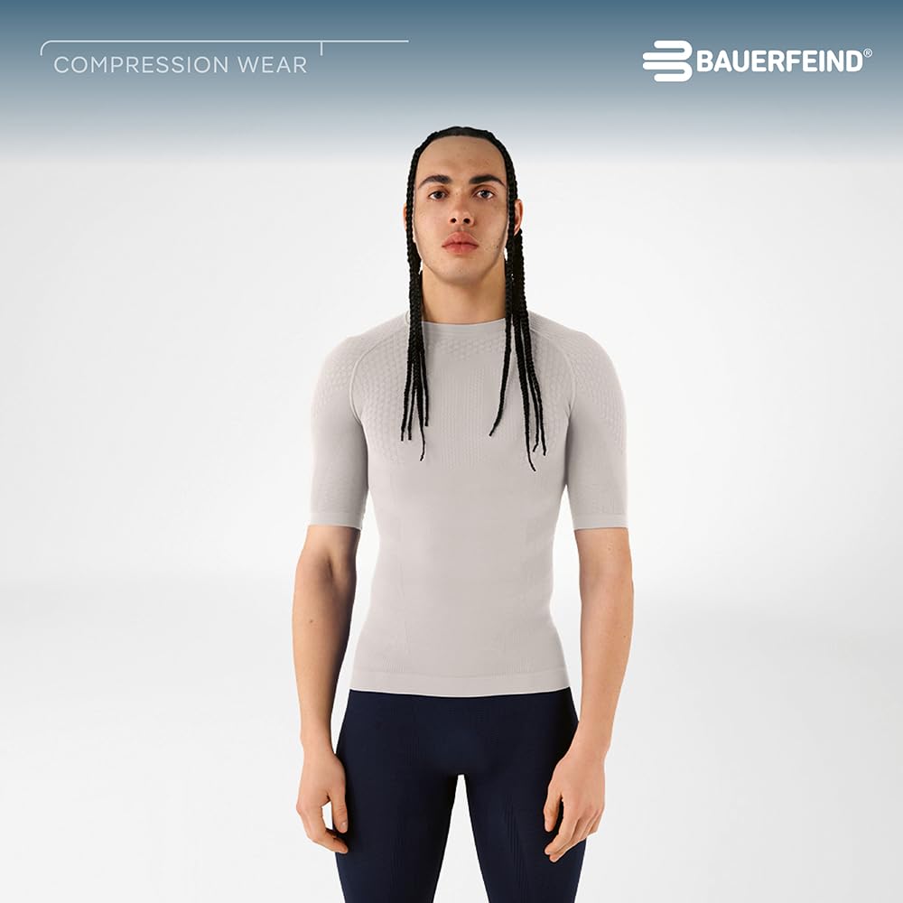 BAUERFEIND T-shirt de compression à manches courtes pour homme - Pour une meilleure circulation sanguine des muscles du torse et des bras - Polyamide et élasthanne