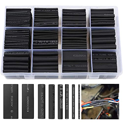 Gaine Thermorétractable, NDGTC 650 Pièces Ensemble de Gaines Thermorétractables Noir Thermorétractable, Assortiment de Gaines Thermorétractables Tube Wire Wrap 2: 1 Gaine Thermorétractable Ensemble Cover