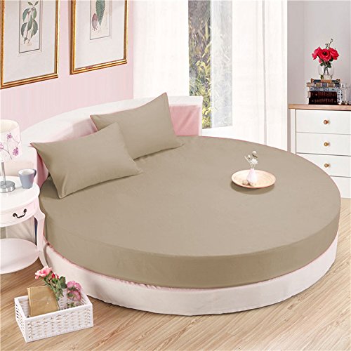 Parure de lit ronde en coton égyptien 600 fils de 213 cm taupe
