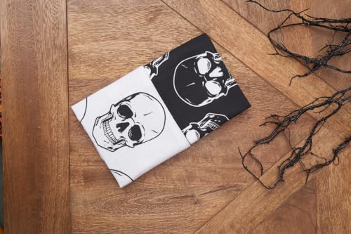 Servilleta de Tela con Motivos de Calaveras Blanco y Negro 18x18 pulg miniatura 4