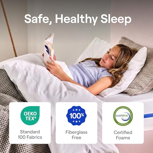 Image of Nectar Kids Twin Mattress 8 inch - 2-Sided Design for Growing Children Ages 3-12+ - Pressure Relieving Memory Foam - Fiberglass Free - 365 Night Trial - Mattress in a Box