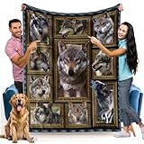 Wolf Blanket, Wolf Gifts for Women Men, Cozy Fuzzy Soft Throw Blanket for Couch Sofa Travel Bed Blanket Twin Size 60' X 80', 300GSM Lightweight Plush Flannel Fleece Blankets and Throws