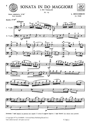 Sonata In Do Magg. A Due Violoncelli partition pour deux violoncelles