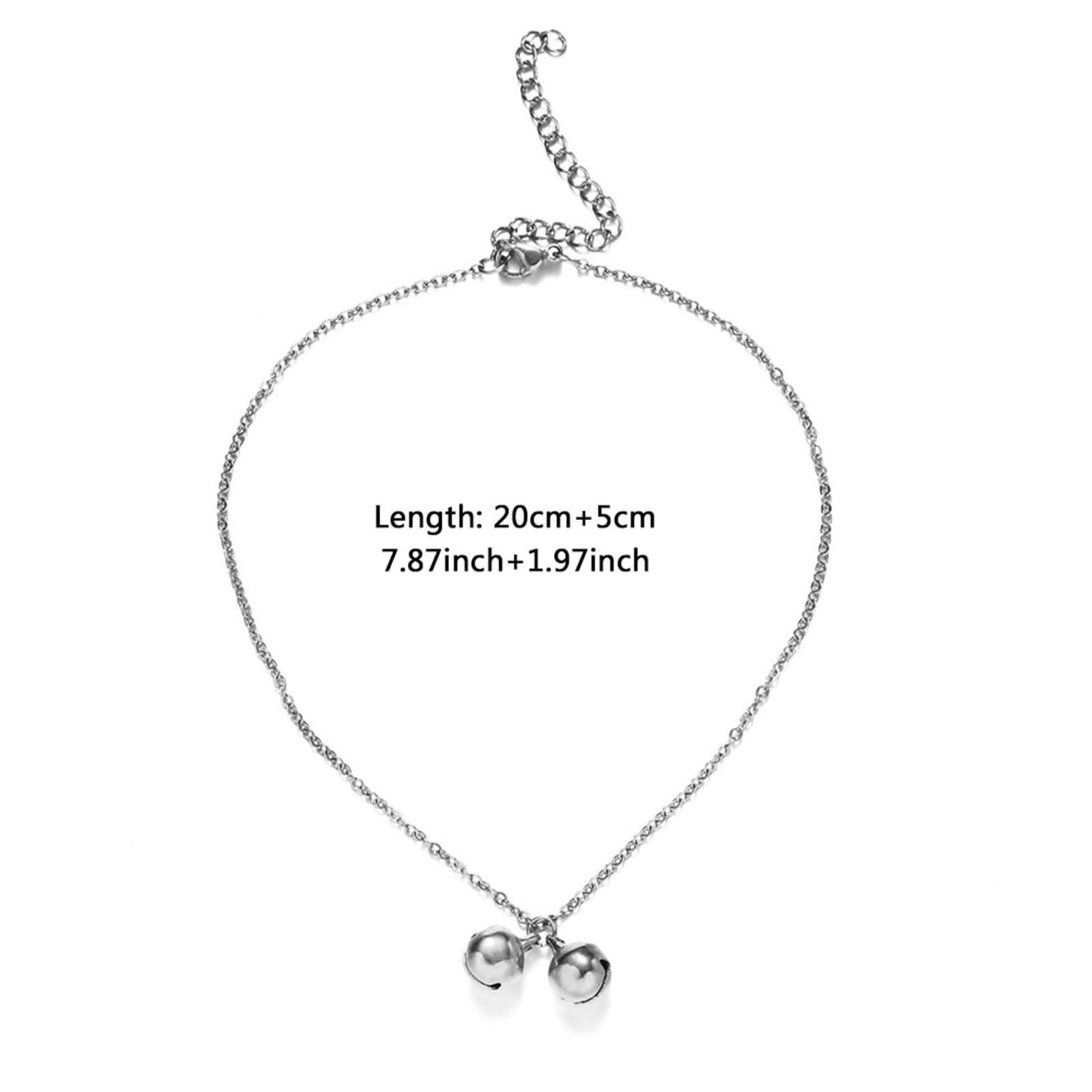 Cavigliera da donna, lunga 750, in oro bianco, 18 carati, con campane, cavigliere da donna, estive, a piedi nudi, da spiaggia, da donna, lunghezza 25 cm