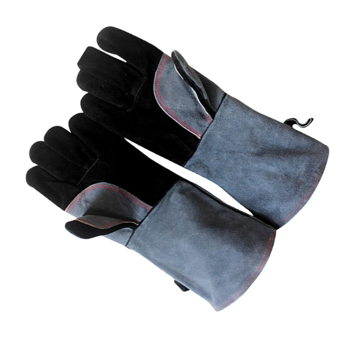 BESPORTBLE 3 Pezzi Guanti Resistenti al Calore in Pelle Bovina per Barbecue | Confezione a Paio, Lunga Protezione al Polso, Isolati e Antiscivolo, per Cottura e Griglia