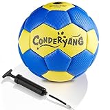 Conderyang Handball Ball with Pump Needle Size 0 PU Handballs Blue and Yellow Hand Ball Balls Single Handball...