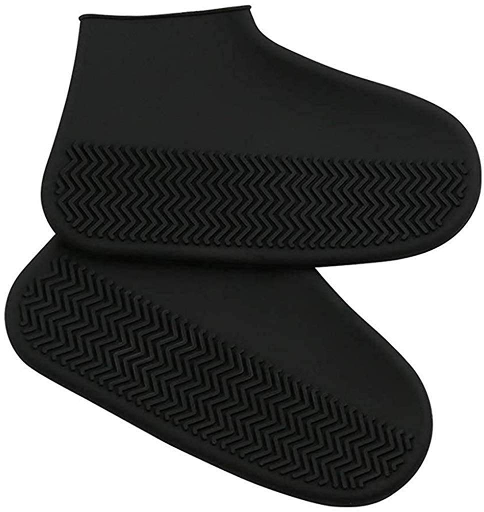 Silicone Waterproof Shoe Covers Rain Socks, Reusable Non-Slip Shoes Boots Shoes Covers Overshoe for Indoor, Rain, Snow, Grassland. Shoes for Men & Women & Children (Black, Medium)-image-35