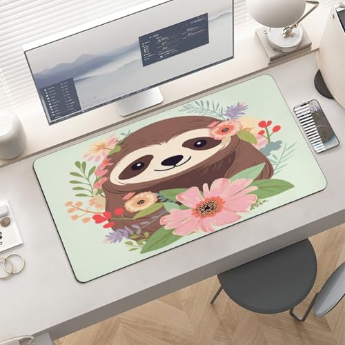 Pad para escritorio Sloth and Flowers 30x60 cm de goma miniatura 6