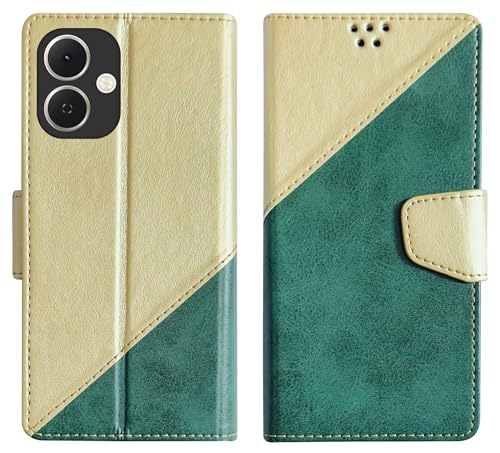Image of SBMS Flip Cover for Tecno Spark GO 2 Back Cover Case with Magnatic Closure | Inbuilt Stand | Card & Money Pocket (MultiGreen)