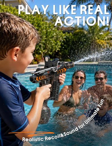 Image of Electric Water Gun 2 Pack,CreatiMachi Automatic Water Gun SMG Black(2026) | Powerful,Long Range Splashy Aquatic Blaster with LED,ideal Gift for Kids Teens Age 4+,Adults,Summer Play Watergun Toys