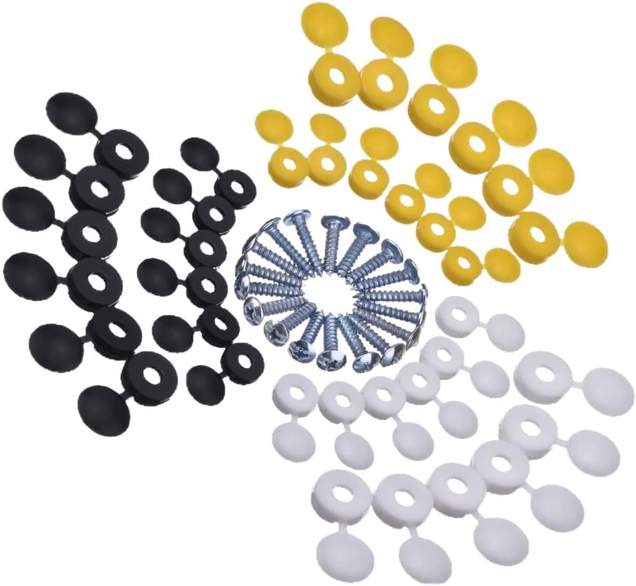 BEKFIX® Number Plate Oversized Screws Plastic Top 2x White 2x Black 2x