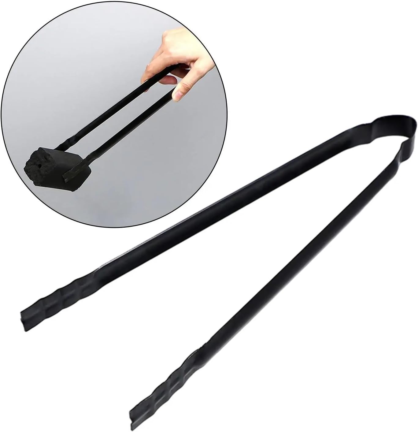 Fire Tongs BBQ Charcoal Tongs Concave and Convex Chuck Heavy Duty Firewood Tongs for Fire Place Indoor Grilling Kitchen Camping