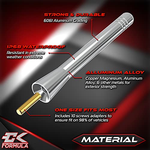Ck Formula 4" Silver Aluminum Antenna - Automotive Replacement Antenna For Car Truck Suv, 6061 Aluminum Body, Car Wash Safe, Pack Of 1 #TOP5