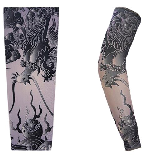 く福 UV 腕カバー アームカバータトゥースリーブ 入れ墨 刺青 運動風 UV 日焼け防止男女兼用 フリーサイズ